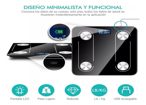 Báscula Electrónica De Baño Bluetooth Inteligente App