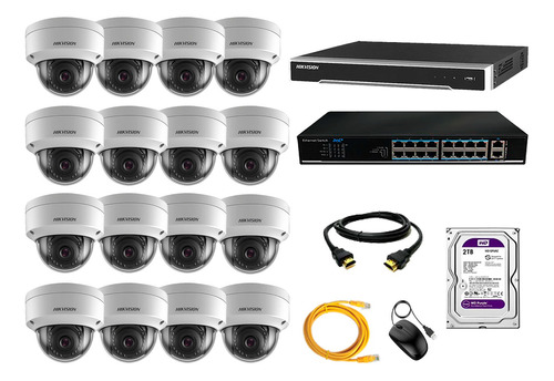Camara Seguridad Ip Interior Kit 16 Hikvision Disco 2tb Wdpu