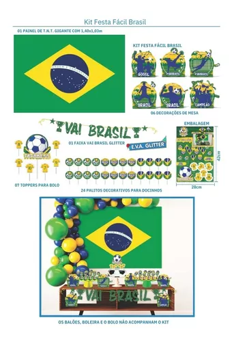 Kit Festa Fácil Decoração Infantil Futebol Brasil Copa 2022