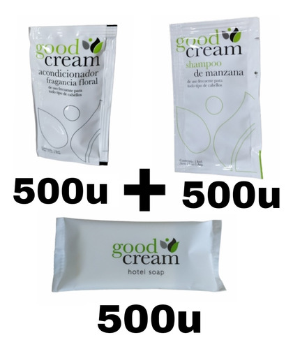 Combo Hotel Shampoo + Acond + Jabon Good Cream   X 500 C/u!