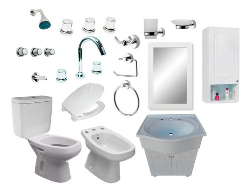 Combo Baño Completo Griferias Inodoro Vanitory C18 P