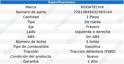 Maza Rueda Trasera Izq/der S/abs Acura Rdx V6 3.5l Fwd 13-18