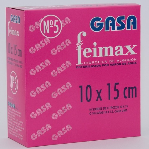 Feimax Gasa N5 Estériles 10x15cm 10 Sobres X 8 Trozos