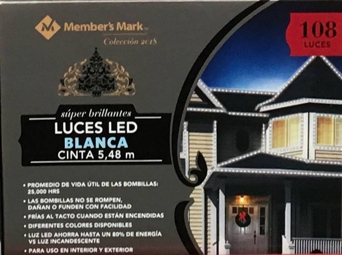 Luces Led Blanca, Cinta Con 108 Luces Members, Nuevas, 5.48m
