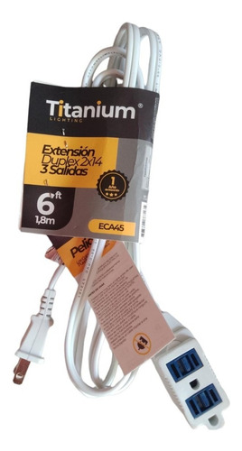 Extension 2 Mts Largo  2x14 3 Salidas Titanium