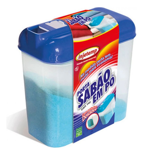 Porta Sabão Em Pó Com Dosador 1 Kg Com Tampa Azul