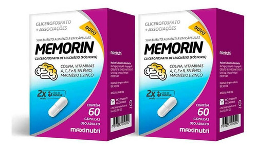 Kit 02 Memorin Fosforo Mais Vitaminas 60 Capsulas Maxinutri