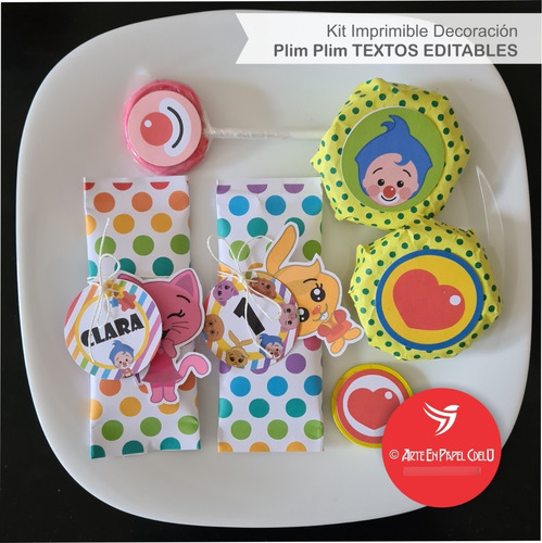 Imagen 5 de 10 de Kit Imprimible Decoración Candy Bar Payaso Plim Plim Editabl