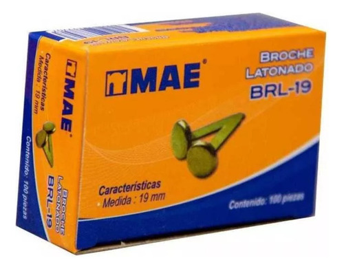 C/100 Pzs Broche Latonado De 19 Mm - Mae Brl-19 /v Color Dorado