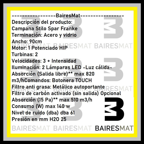 Imagen 3 de 5 de Campana Spar Franke Stilo Pro 90cm Plana Cocina Touch Led