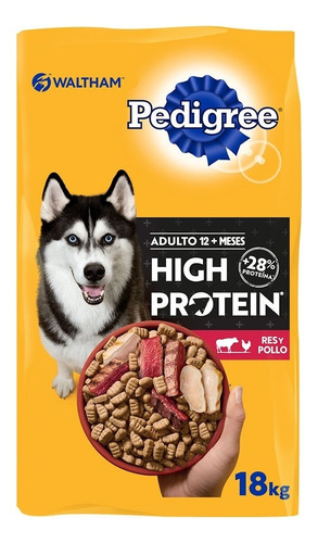 Croquetas High Protein Pedigree de adultos res y pollo 18kg