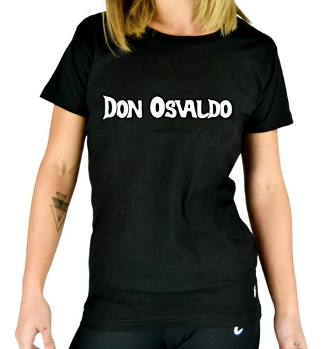 Remera Mujer Negra Personalizada Don Osvaldo