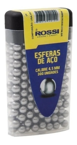 Imagem 2 de 4 de Munição Bbs Esfera Metal Aço Níquel 4.5mm Rossi 300 Unidades