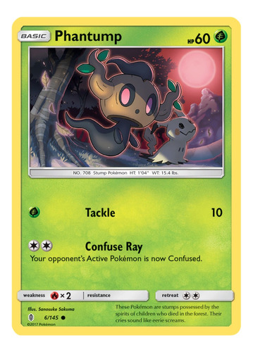 Cartas Pokemon S&m Guardians Rising Phantump 6/145