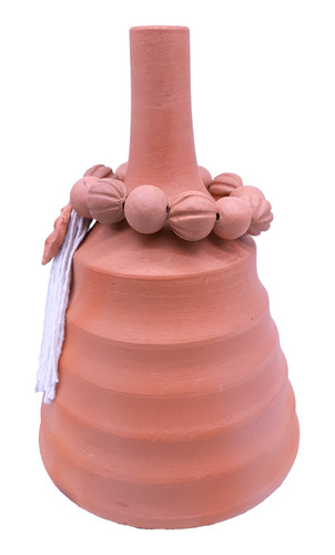 Vaso Decorativo Com Colar - Escultura Cerâmica De Tracunhaém