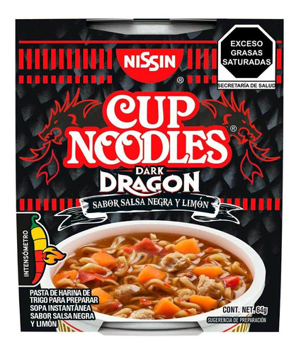 Sopa Instantánea Nissin Dark Dragon Salsa Negra y Limón 64g