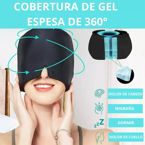 Gorro De Gel Alivio De Migraña Dolor Cabeza Compresa 360o