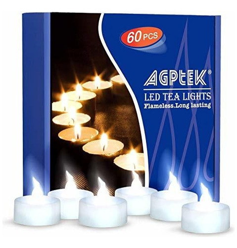 Agptek Tea Lights Paquete De 60 Velas Led Sin Llama Vel...