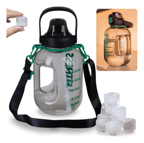 Garrafa 1,8l Alça Suporta Celular + 10 Cubos Gelo Artificial