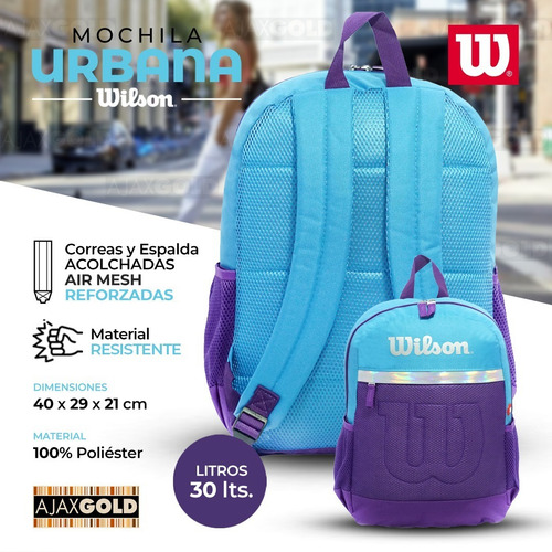 Imagen 4 de 10 de Mochila Wilson Urbana Deportes Reforzada Gym Porta Notebook