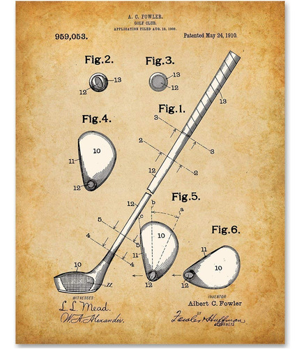 Palo De Golf  Impresión De Patente Sin Marco De 11x14 ...