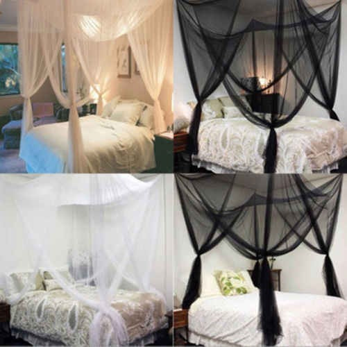 4 Post Bed Canopy Quatro Canto Mosquito Rede Preta