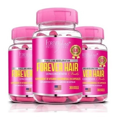 Imagem 1 de 5 de Kit 3 Meses Forever Hair Crescimento Capilar - Forever Liss