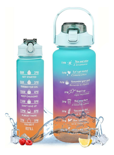 Caramañolas Fit Botellas De Agua 2 Litros 800ml Hidratacion®