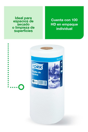 Toalla de Papel Paquete con 24 rollos de 100 hojas dobles Tork