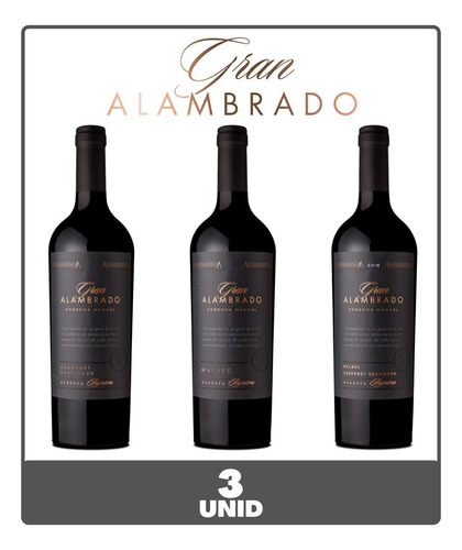 Imagen 3 de 6 de Colección De Vinos Gran Alambrado Varietales 750ml Combo X 3
