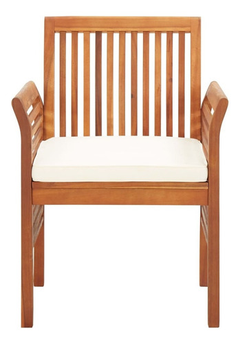 Silla De Comedor De Jardín Con Cojín De Madera Acacia Color Café