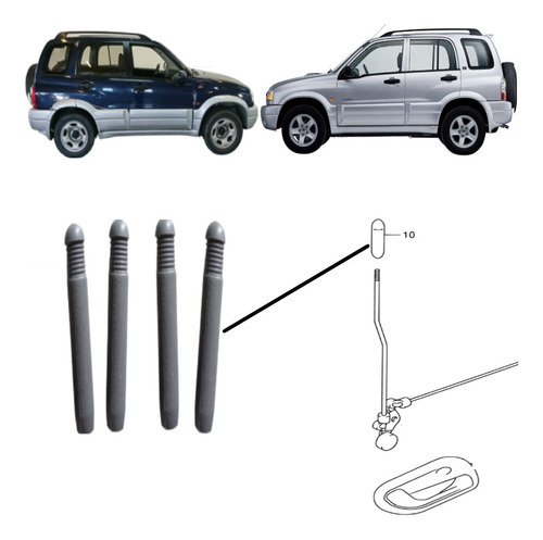 Pino Trava Porta Tracker Grand Vitara Kit 4 Peças 