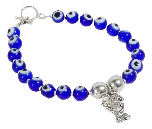 Pulsera Ojo Turco Protector Azul Dije Niña Joya Plata 950 