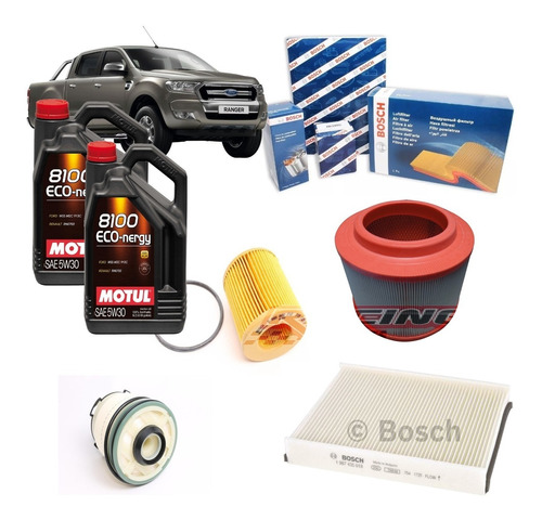 Kit Filtros Bosch Ford Ranger 3.2 Tdci Motul 8100 5w30