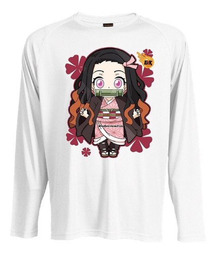 Camiseta Polar Manga Larga Polera Niñas Nezuko Kawaii