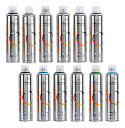 12 Latas Esmalte Pintura Aerosol 400ml Colores Secado Rapido