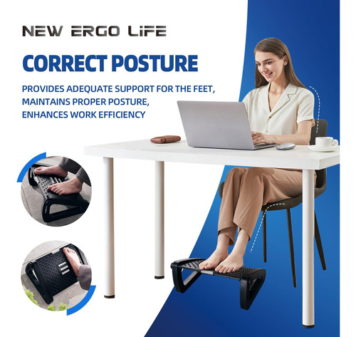 Reposapiés Ajustable Ergonómico Cómodo Para Oficina Mmg