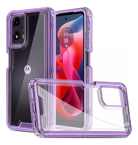 Funda Para Motorola Uso Rudo 3 En 1 Grado Militar Antigolpes Lila Moto G55