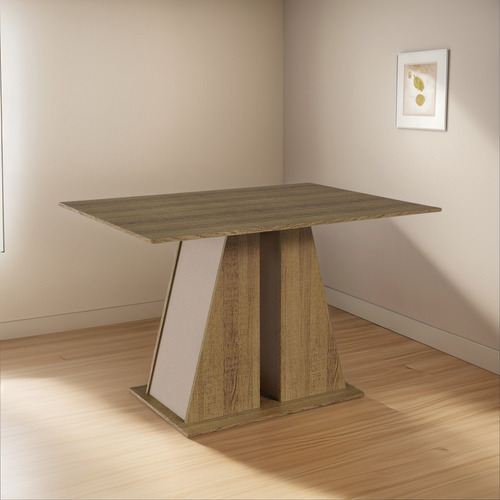 Mesa De Comedor Rectangular Madesa 4 Puestos Marrón Crema