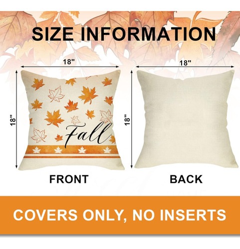 Fall Maple Leaf Decorative Throw Pillow Covers 18 X 18 S Cci
