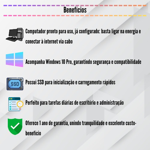 Desktop I5 Computador Completo P/ Escritório; Recepção; Adm