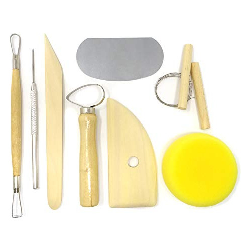 8-piece Wooden Pottery Clay Wax Tool Kit Carving Sculpt...