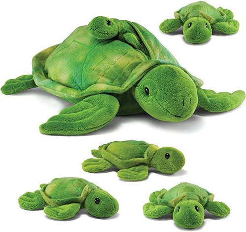 Prextex Tortuga De Peluche Con 3 Pequeñas Tortugas De Peluc