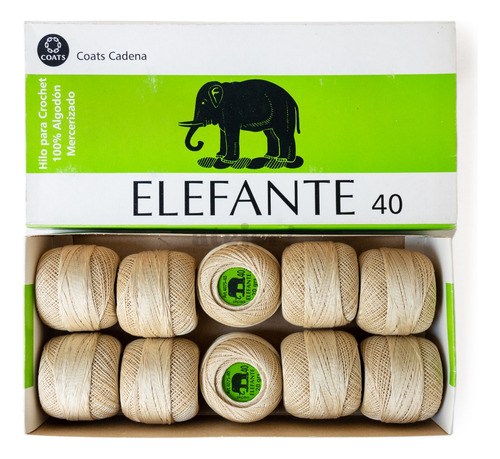 Imagen 5 de 10 de Hilo Algodon Crochet Elefante Tit 40 X 10 Ovillos De 20 Grs