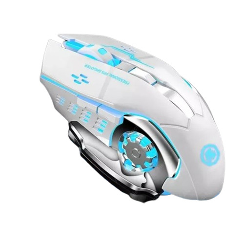 Mouse gamer inalámbrico recargable Woneligo  BT-MRGB1 blanco