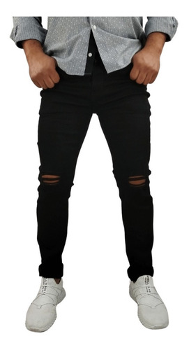 Jeans Skinny Stretch  Negro Rodillas