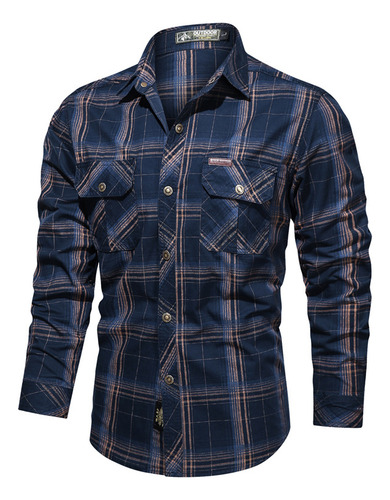 Sobrecamisa Casual Para Hombre, Camisas De Algodón A Cuadros