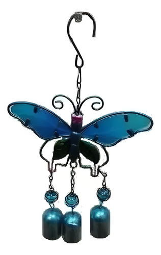 Mariposa Colgante Con Mini Campanas Y Vitral