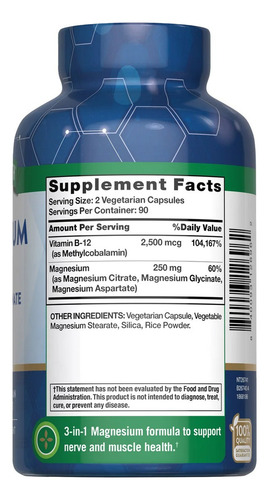 Nature S Truth Mezcla De Magnesio Citrato Y Glicinato 180 Pz Sin Sabor