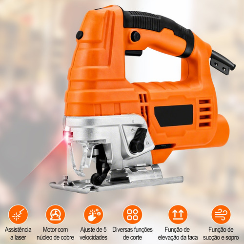 Serra Tico Tico 850w Com Laser, 6 Níveis+10 Lâminas De Serra
